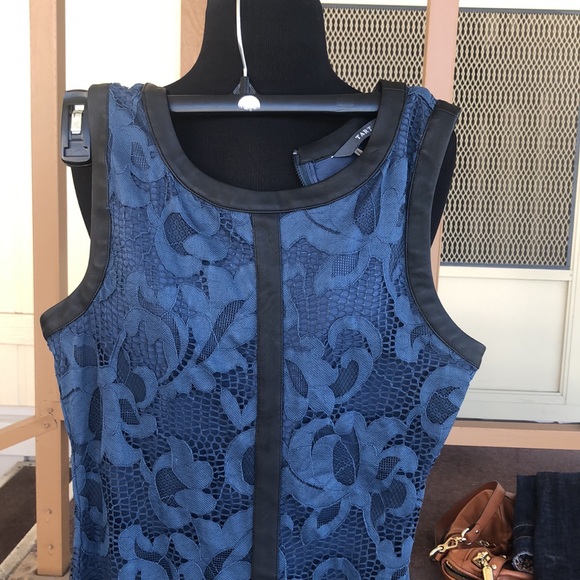 Beautiful Blue Lace Dress by Tart, with faux black Leather & Zipper on the back - Picture 11 of 15
